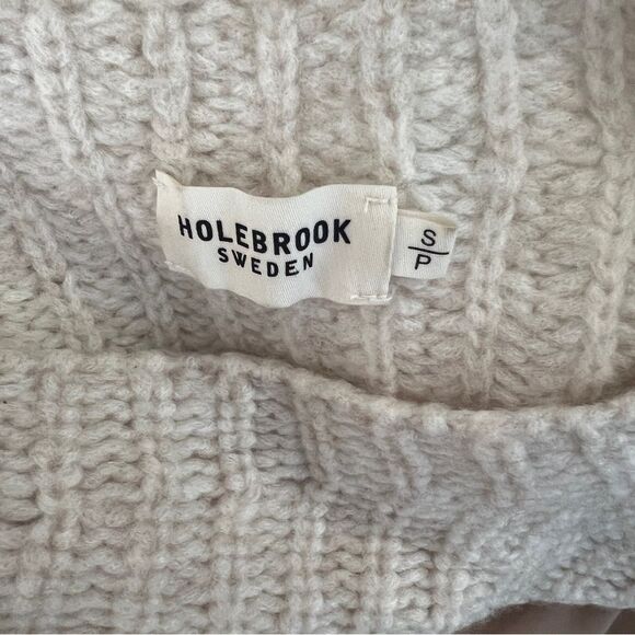 Holebrook Sweden Cajsa Ribbed Merino Wool Blend Sweater Sand Shell small petite - Picture 10 of 12